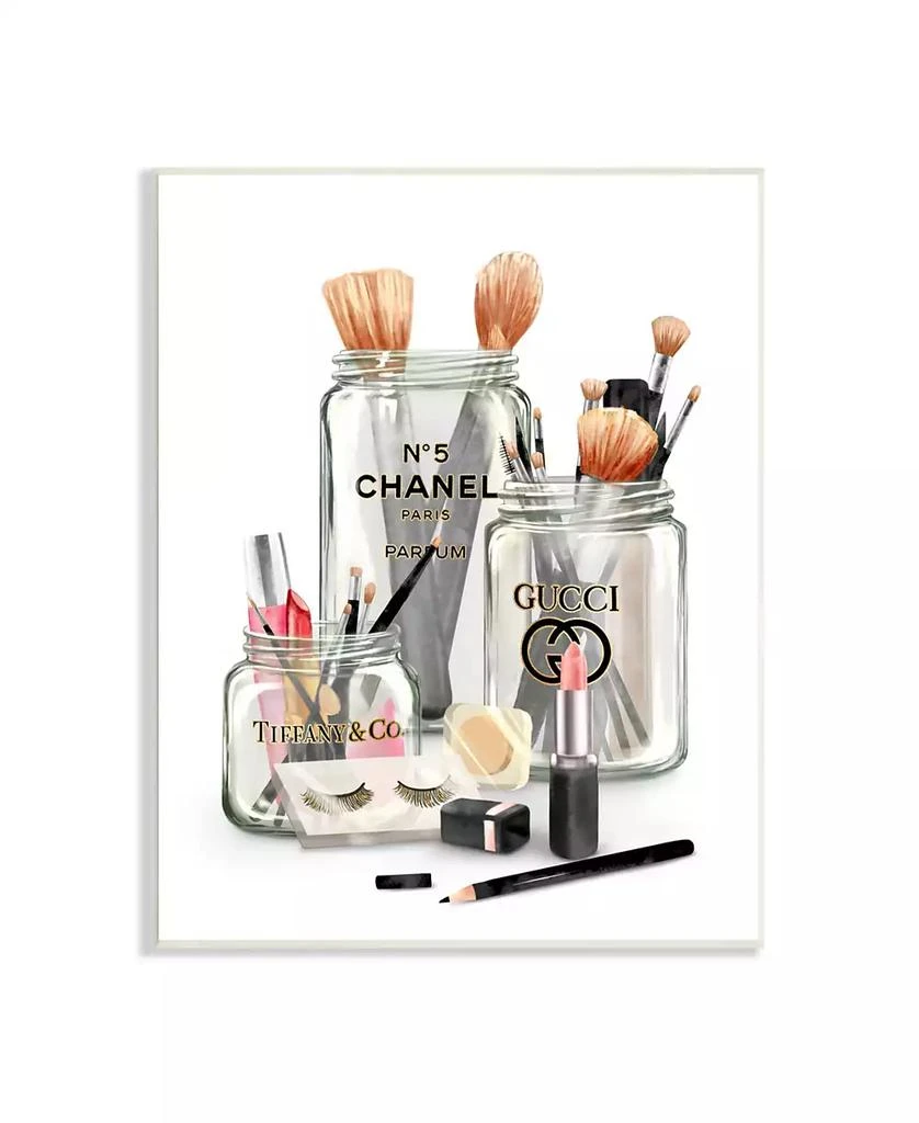 商品Stupell Industries|Fashion Brand Makeup in Mason Jars Glam Design Wall Plaque Art, 10" x 15",价格¥229,第1张图片