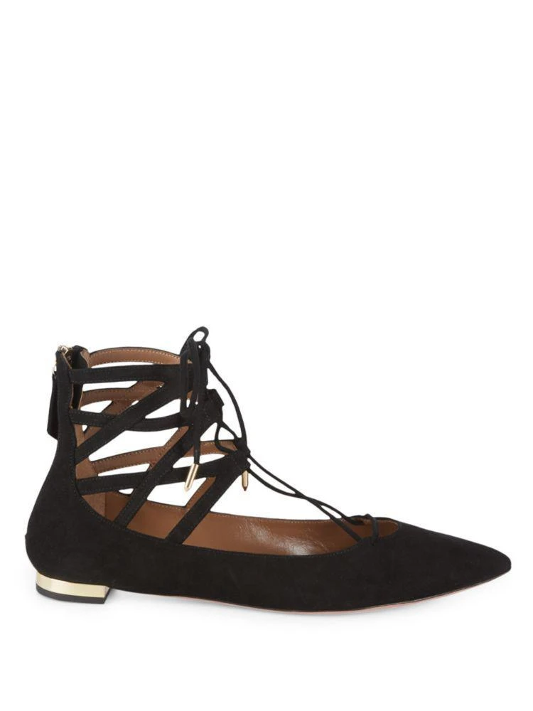 商品Aquazzura|Belgravia 麂皮绑带平底鞋,价格¥5464,第5张图片详细描述