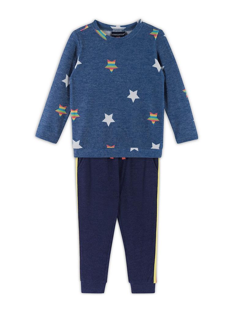 Little Girl's & Girl's Hacci Two-Piece Sweatshirt & Joggers Set商品第2张图片规格展示