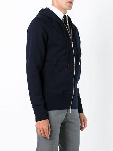 THOM BROWNE MEN CLASSIC FULL ZIP HOODIE WITH ENGINEERED 4-BAR IN CLASSIC LOOP BACK商品第1张图片规格展示