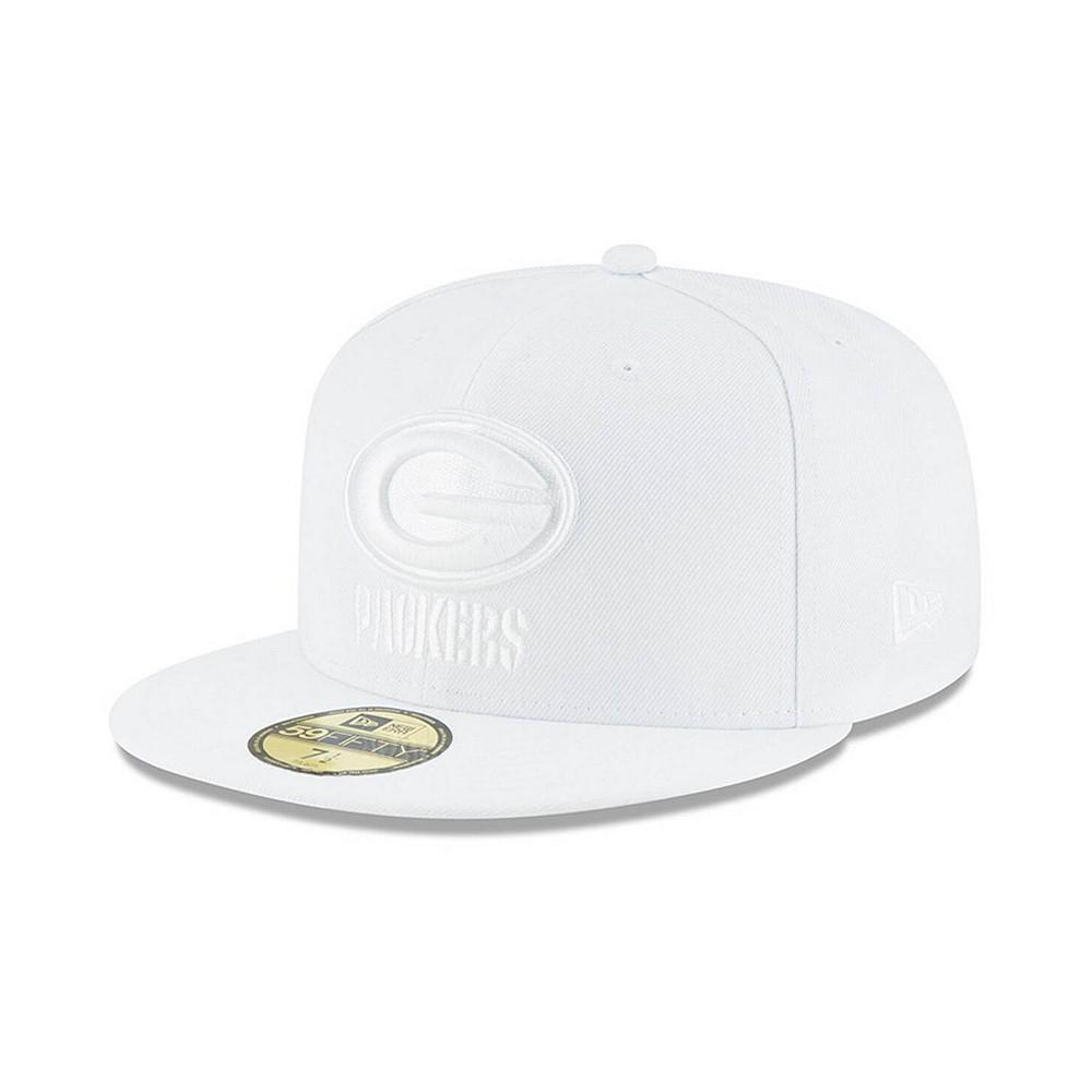 商品New Era|Men's Green Bay Packers White on White 59FIFTY Fitted Hat,价格¥290,第1张图片