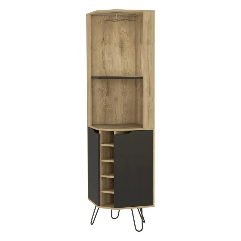 商品FM Furniture|Grace Corner Bar Cabinet, Six Wine Cubbies, Four Shelves, Door, Two Shelves,价格¥1593,第1张图片