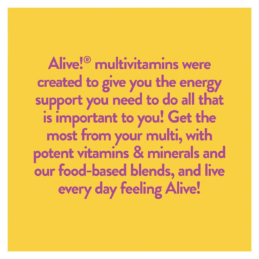 商品Nature's Way|Alive! Multivitamin & Whole Food Energizer Dietary Supplement Tablets,价格¥75,第2张图片详细描述