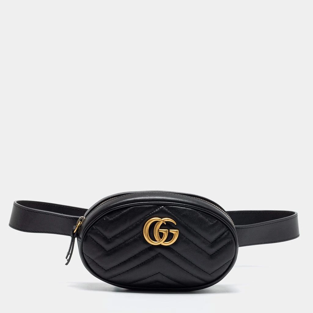 商品[二手商品] Gucci|Gucci Black Matelassé  Leather GG Marmont Belt Bag,价格¥5785,第1张图片
