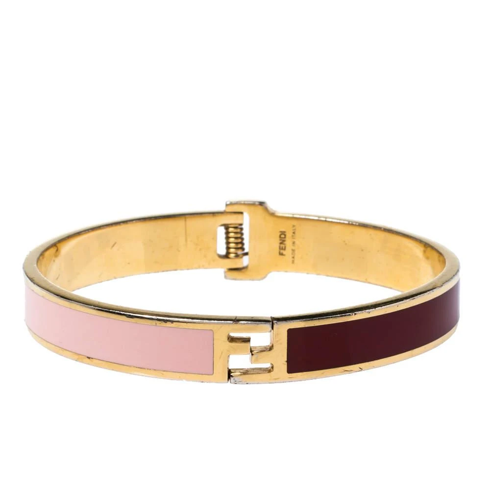 商品[二手商品] Fendi|Fendi The Fendista Multicolor Enamel Gold Tone Bracelet S,价格¥1011,第2张图片详细描述