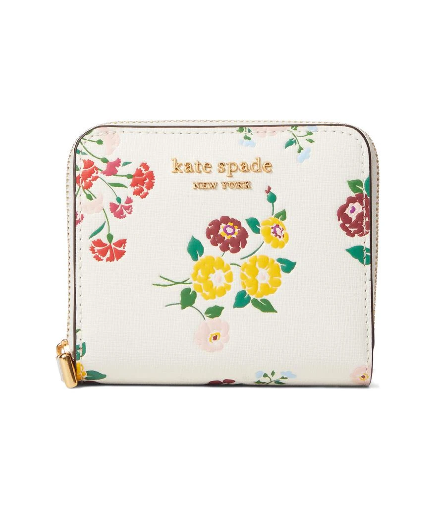 商品Kate Spade|Morgan Bouquet Toss Embossed Saffiano Leather Small Compact Wallet,价格¥831,第1张图片