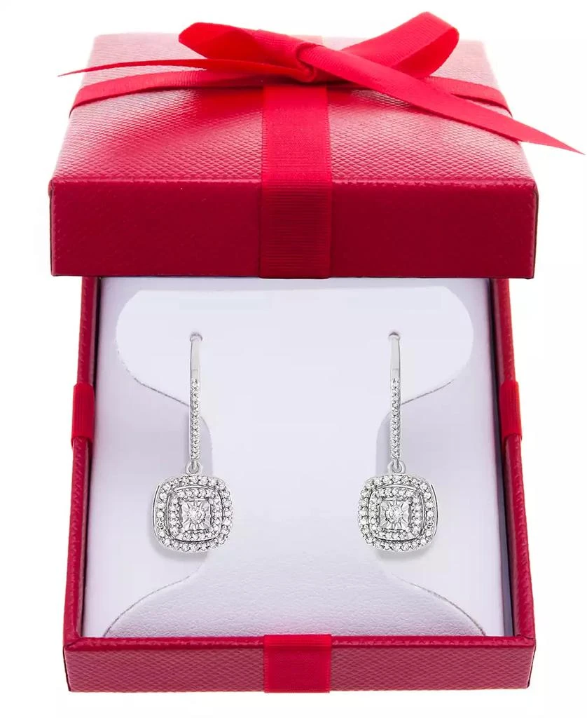 商品Macy's|Diamond Halo Drop Earrings (1/2 ct. t.w.) in Sterling Silver, 14k Rose Gold Sterling Silver & 14k Gold Sterling Silver.,价格¥1511,第1张图片