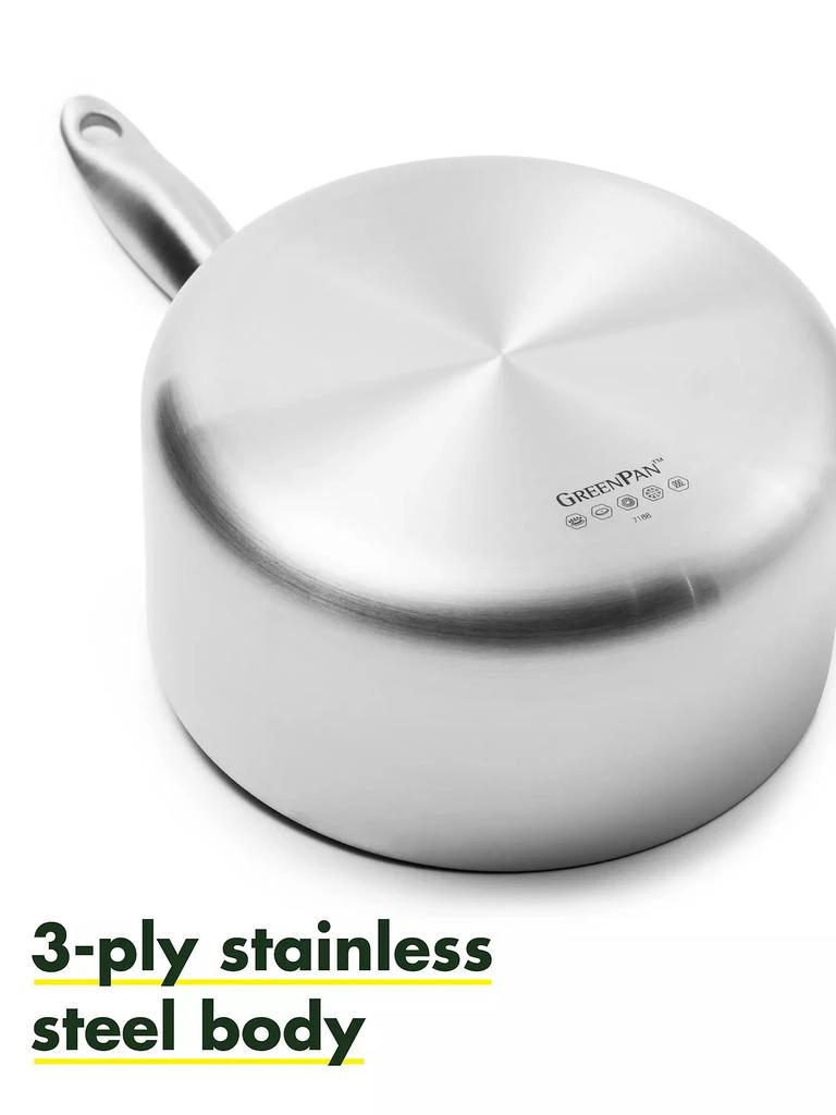 商品Greenpan|Venice Pro 1.5-Quart Stainless Steel & Ceramic Nonstick Covered Saucepan,价格¥678,第3张图片详细描述