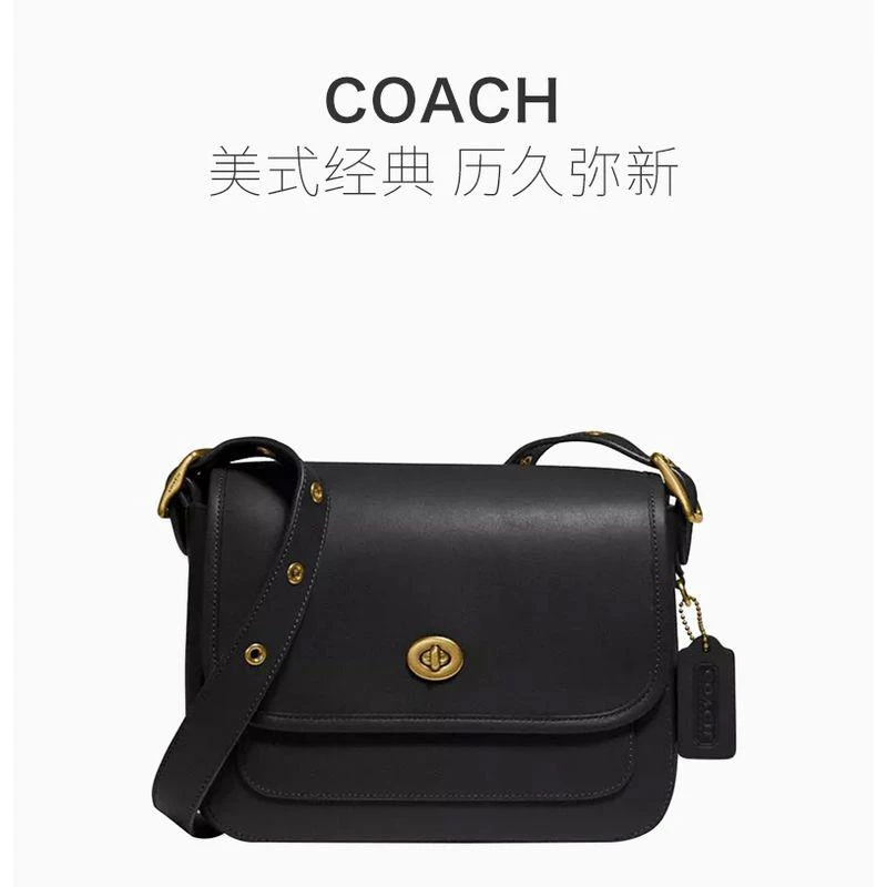 商品Coach|香港直邮COACH蔻驰专柜款黑色女士皮革翻盖单肩斜挎包89127B4BK,价格¥4596,第6张图片详细描述