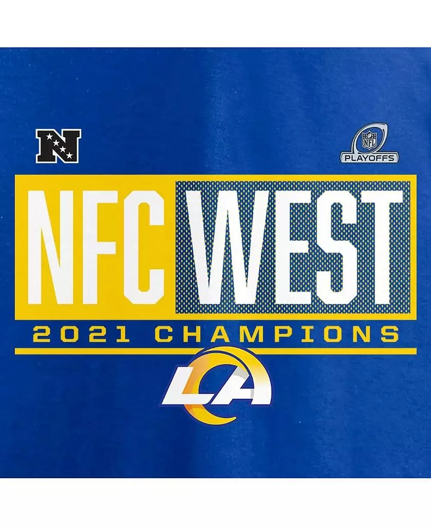 商品Fanatics|Men's Royal Los Angeles Rams 2021 NFC West Division Champions Big and Tall Blocked Favorite T-shirt,价格¥297,第5张图片详细描述