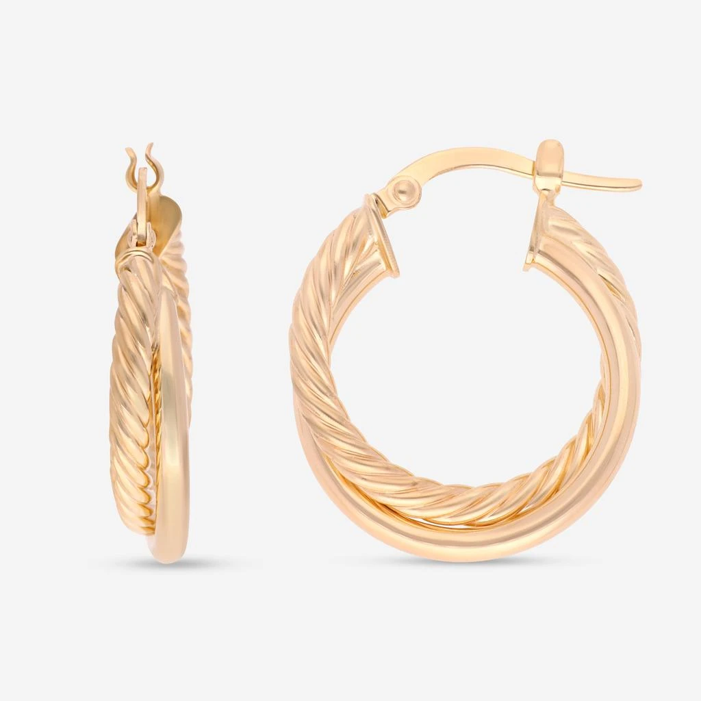 商品Ina Mar|Ina Mar 14K Yellow Gold Polished Torchon Bypass Hoop Earrings E50462K4Y,价格¥1879,第3张图片详细描述