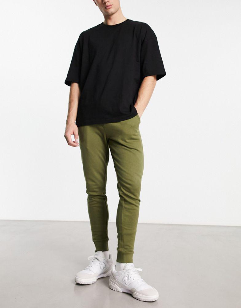 ASOS DESIGN skinny joggers in green商品第1张图片规格展示