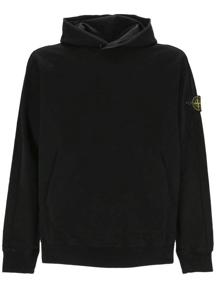 商品Stone Island|Stone Island Logo-Patch Long-Sleeved Hoodie,价格¥2320,第1张图片