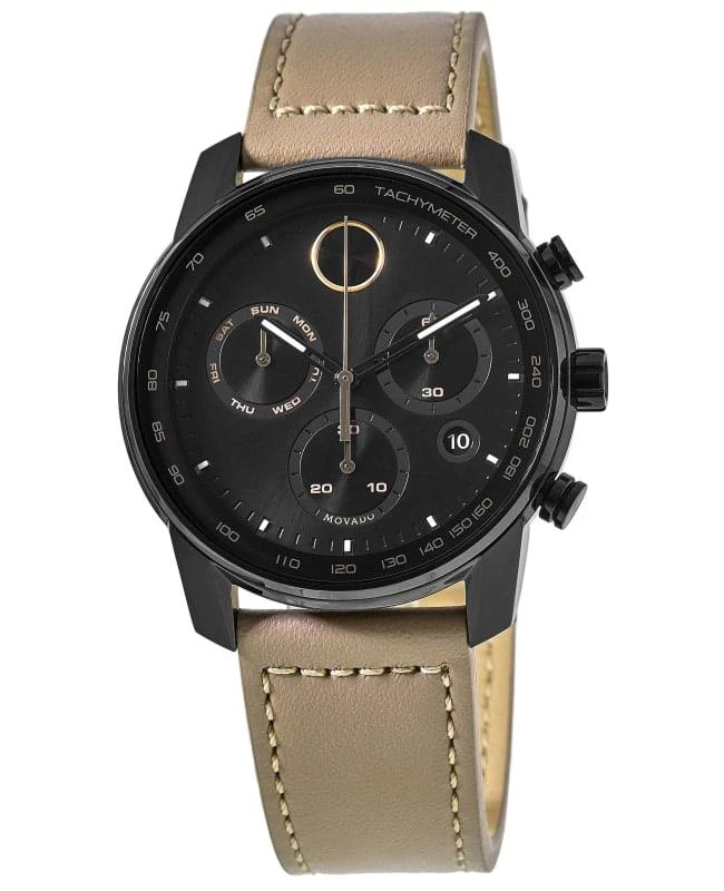 商品Movado|Movado Bold Verso Black Dial Leather Strap Men's Watch 3600738,价格¥4592,第1张图片