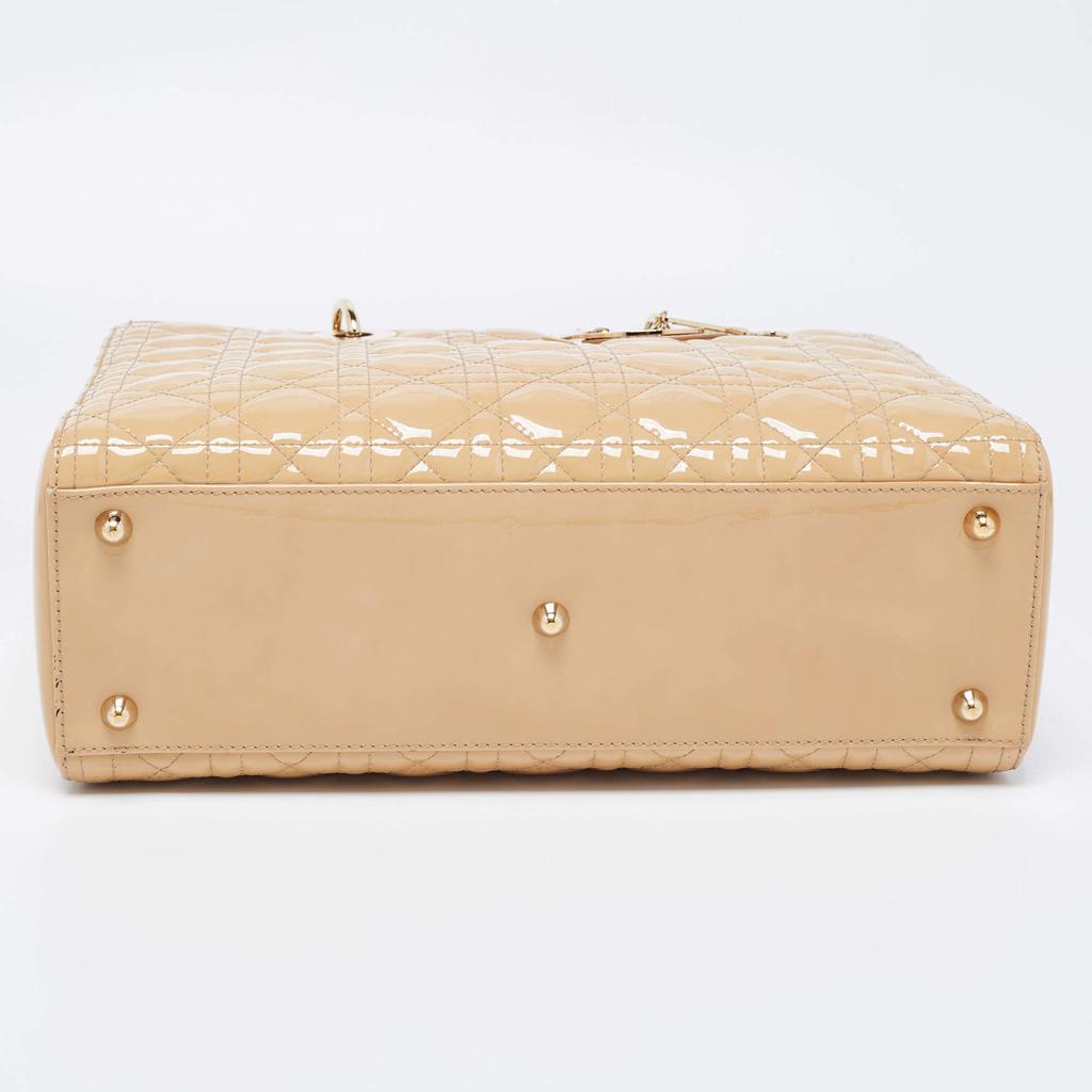 Dior Beige Cannage Patent Leather Large Lady Dior Tote商品第10张图片规格展示