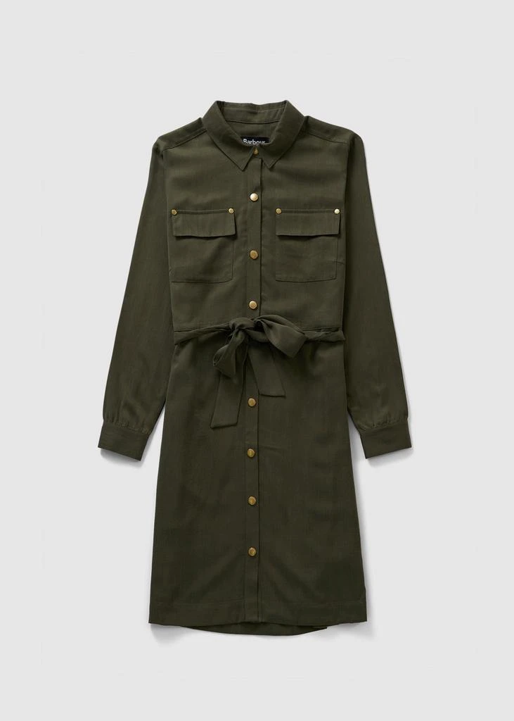 商品Barbour|Barbour International Womens Atom Button Up Cupro Shirt Dress In Dusty Khaki,价格¥608,第1张图片