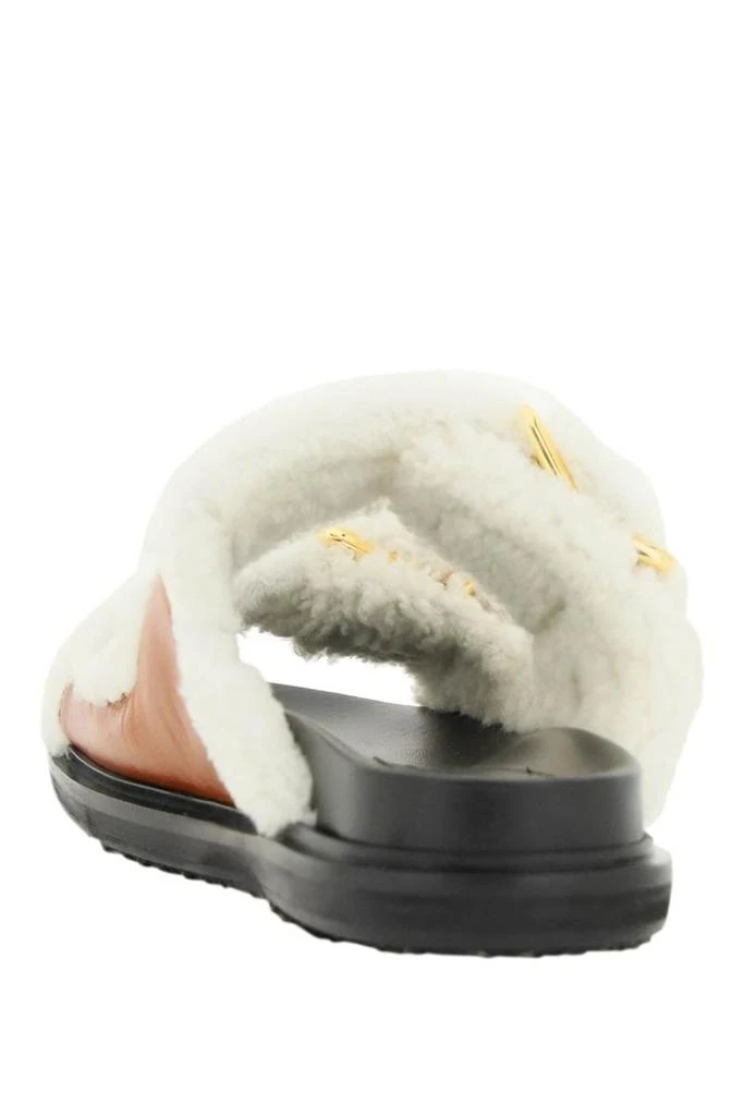 商品Marni|Marni leather and shearling fussbett slides,价格¥3728,第3张图片详细描述