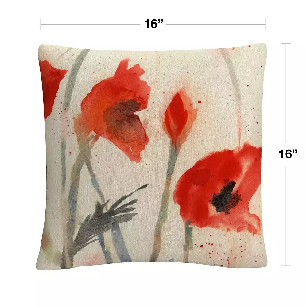 商品Baldwin|heila Golden Red Poppy Light Floral Abstract Decorative Pillow, 16" x 16",价格¥220,第2张图片详细描述
