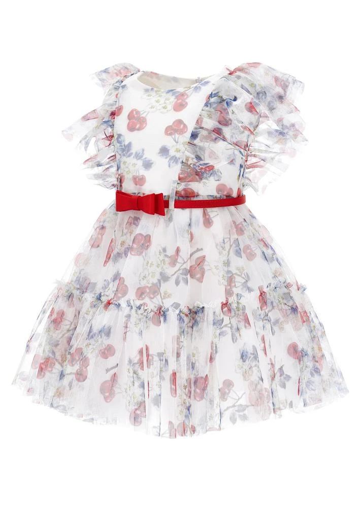 商品MONNALISA|Monnalisa Crewneck Tiered Belted Dress,价格¥1378,第3张图片详细描述