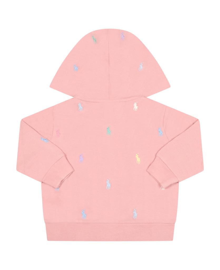 商品Ralph Lauren|Pink Tracksuit For Baby Kids With Pony Logo,价格¥992,第5张图片详细描述