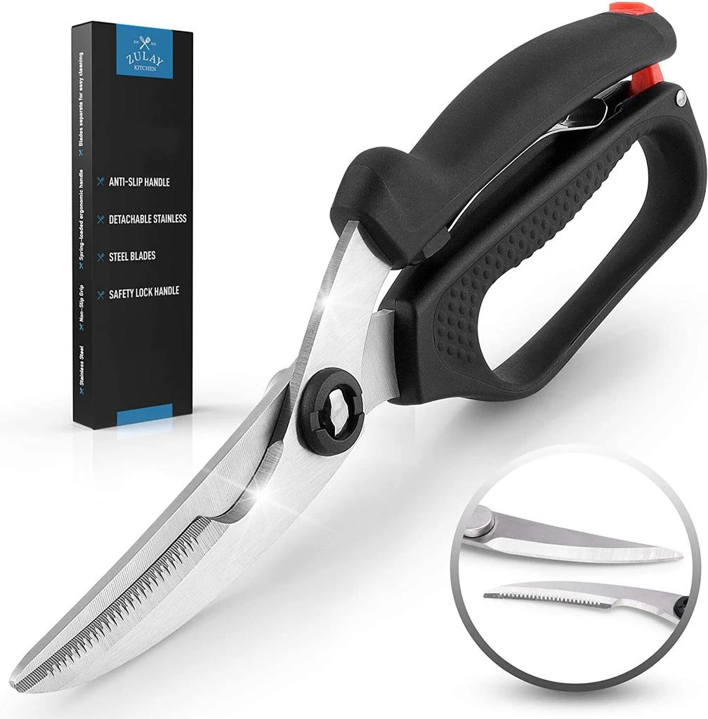 商品Zulay Kitchen|Spring-Loaded Kitchen Chicken Shears With Anti-Slip Handle & Safety Lock,价格¥199,第1张图片