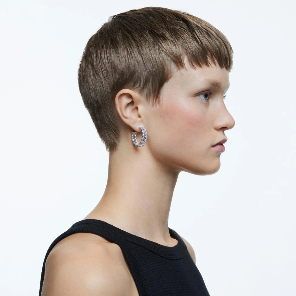 商品Swarovski|Millenia hoop earrings octagon cut white rhodium plated,价格¥1579,第2张图片详细描述