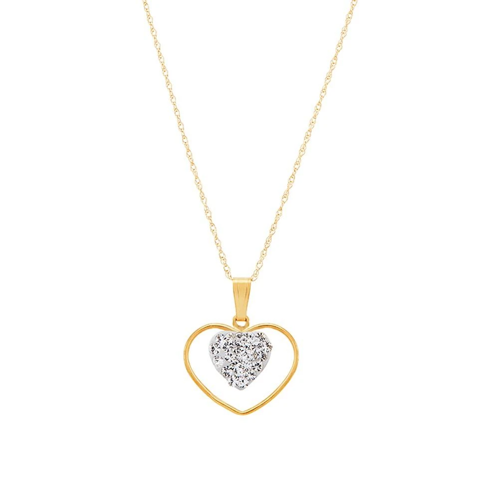 商品Macy's|Crystal Heart 18" Pendant Necklace in 10k Yellow Gold,价格¥1112,第1张图片