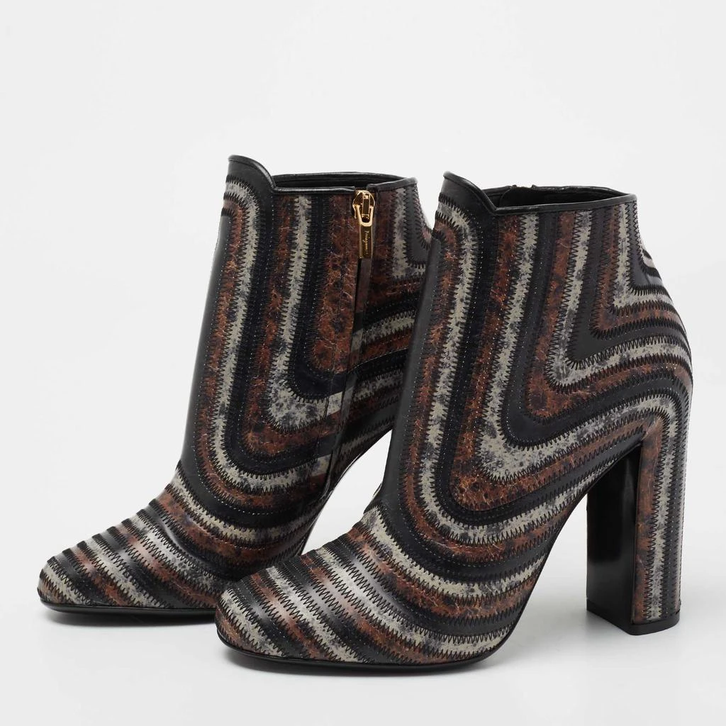 商品Salvatore Ferragamo|Salvatore Ferragamo Multicolor Leather Feeling Zig Zag Block Heel Ankle Boots Size 38.5  ,价格¥3524,第2张图片详细描述