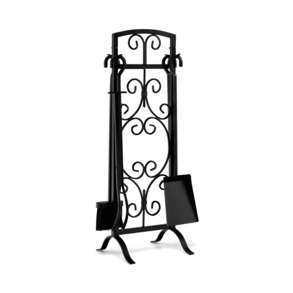 商品Hivvago|5 Piece Wrought Iron Fireplace Tools with Decor Holder-Black,价格¥591,第1张图片