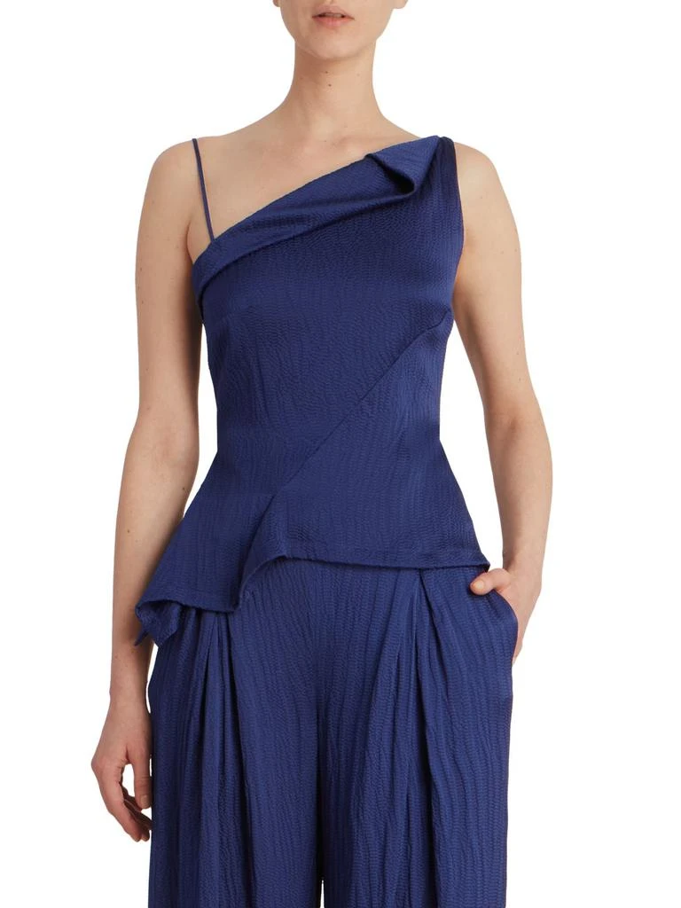 商品ROLAND MOURET|Fira Hammered Satin Asymmetrical Peplum Top,价格¥1226,第1张图片