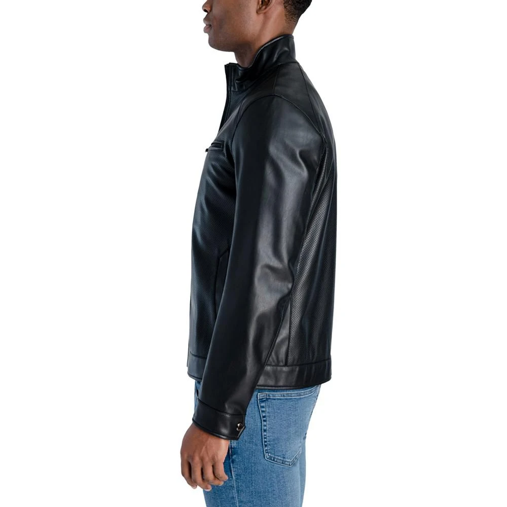 商品Michael Kors|Men's Perforated Faux Leather Hipster Jacket, Created for Macy's,价格¥916,第3张图片详细描述