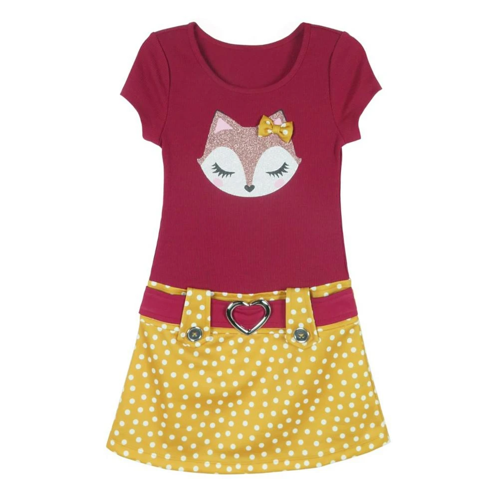 商品Pink & Violet|Toddler Girls Fox Face Glitter Screen Marsha Dress,价格¥127,第1张图片