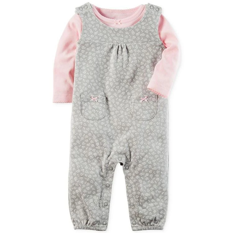 商品Carter's|2-Pc. Cotton T-Shirt & Floral-Print Coverall Set, Baby Girls,价格¥75,第1张图片