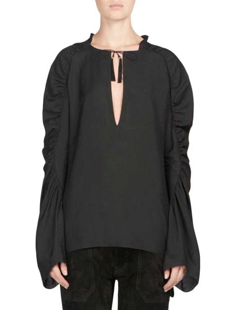 商品Yves Saint Laurent|Ruched V-Neck Blouse,价格¥2374,第1张图片