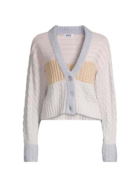 商品525 America|Mixed Media Colorblocked Cardigan,价格¥1017,第1张图片