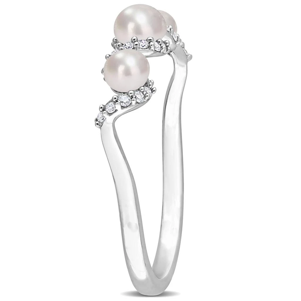 商品Mimi & Max|Cultured Freshwater Pearl and 1/10 CT TDW Diamond Swirl Ring in 14k White Gold,价格¥2161,第3张图片详细描述