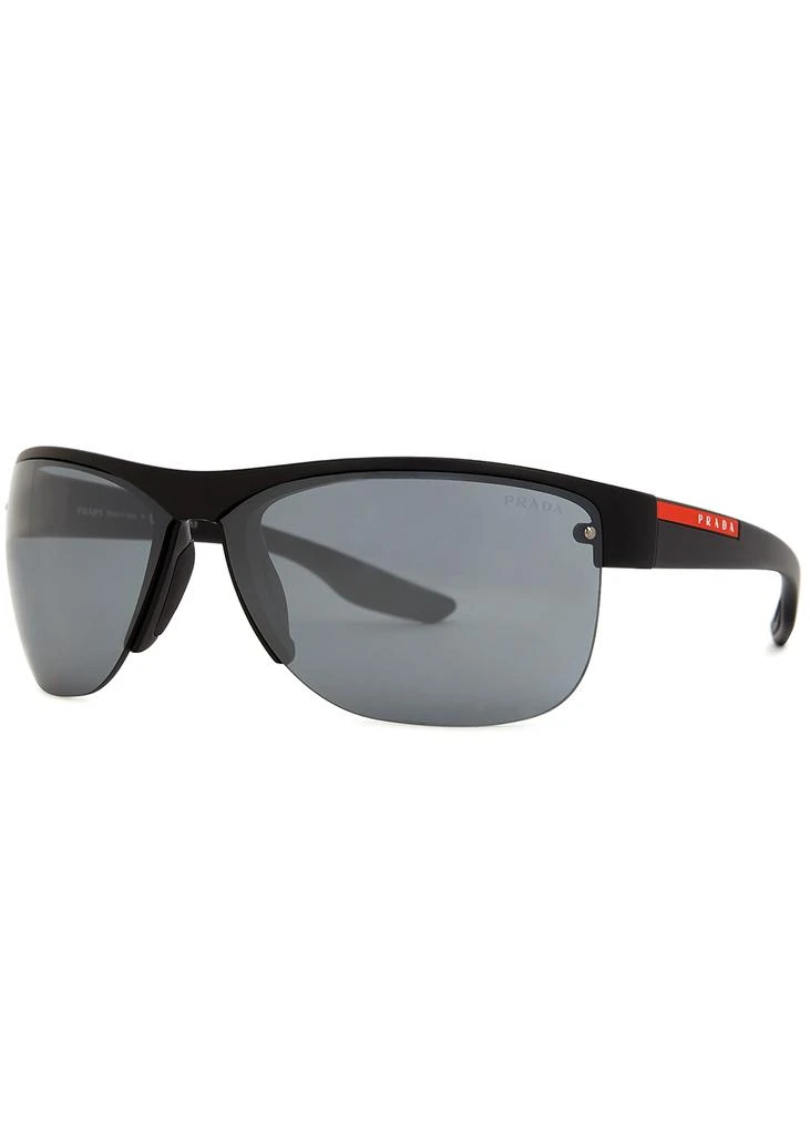 商品Prada|Matte black wrap-around sunglasses,价格¥1778,第1张图片