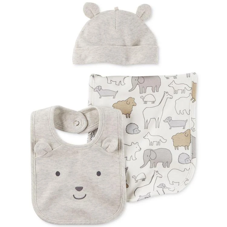 商品Carter's|3-Pc. Hat, Bib, & Burp Cloth Set, Baby Boys & Girls,价格¥75,第1张图片