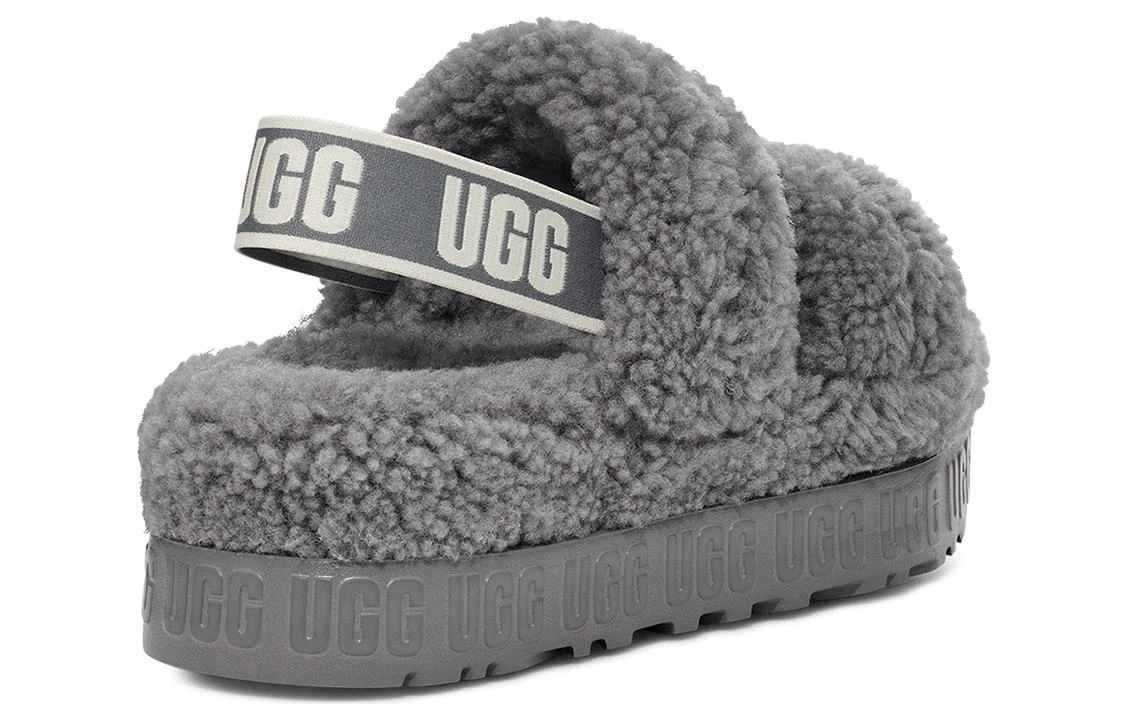 商品[国内直发] UGG|[预售3天]Fluff 羊皮毛一体 简洁时尚 毛茸凉拖 女款 灯塔灰色,价格¥836,第4张图片详细描述