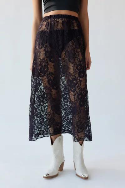 Urban Renewal Remade Overdyed Lace Midi Skirt商品第2张图片规格展示