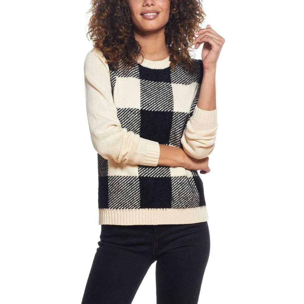 商品Weatherproof Vintage|Weatherproof Vintage Womens Knit Checkered Crewneck Sweater,价格¥88,第1张图片