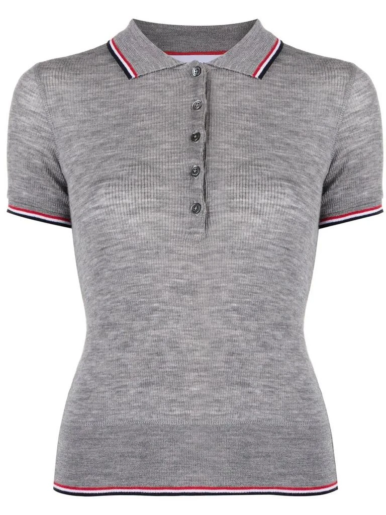 商品Thom Browne|Thom Browne Women Short Sleeve Rib Cuff Polo In Wool Rib,价格¥4882,第5张图片详细描述