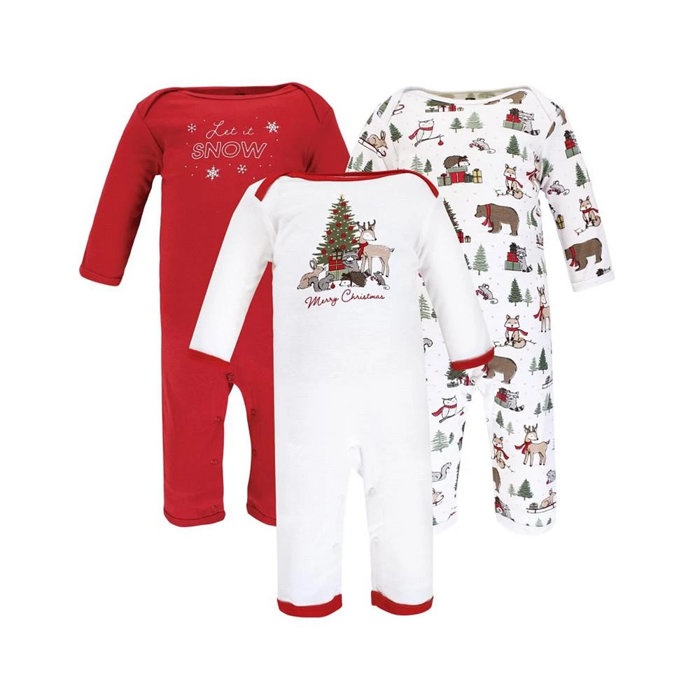 商品Hudson|Baby Girls and Boys Christmas Cotton Coveralls, Pack of 3,价格¥164,第1张图片