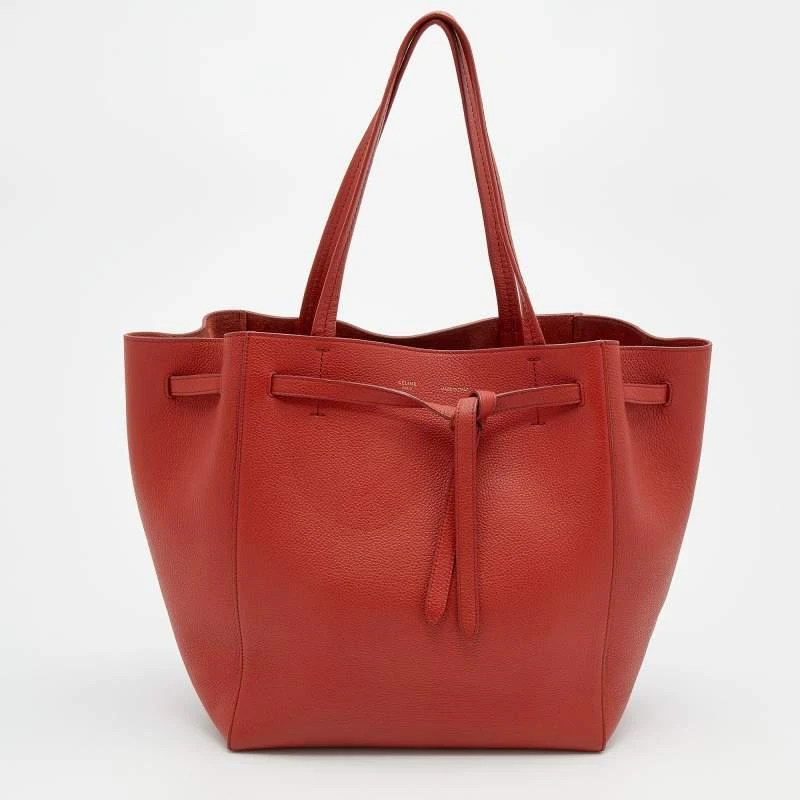 商品[二手商品] Celine|Celine Orange Soft Grained Leather Small Cabas Phantom Tote,价格¥3078,第1张图片