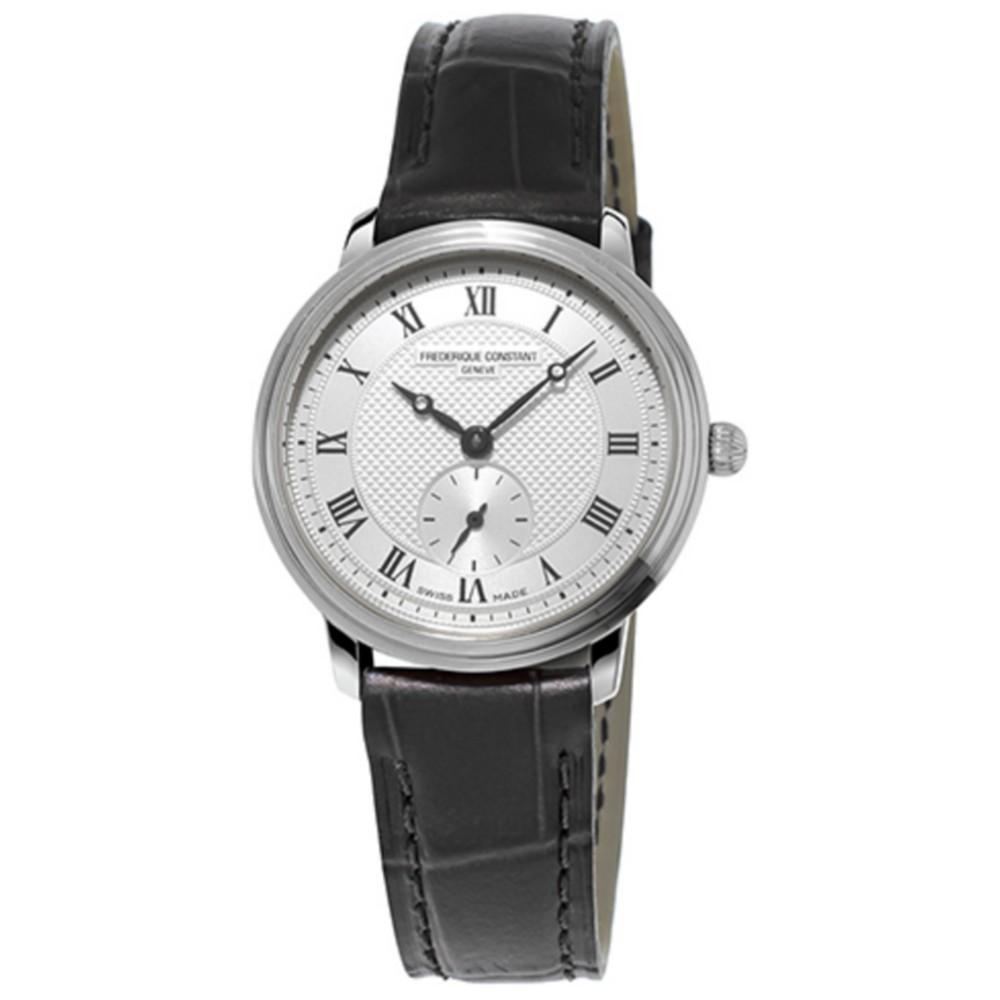 商品Frederique Constant|Women's Swiss Slimline Small Seconds Black Leather Strap Watch 29mm,价格¥5829,第1张图片