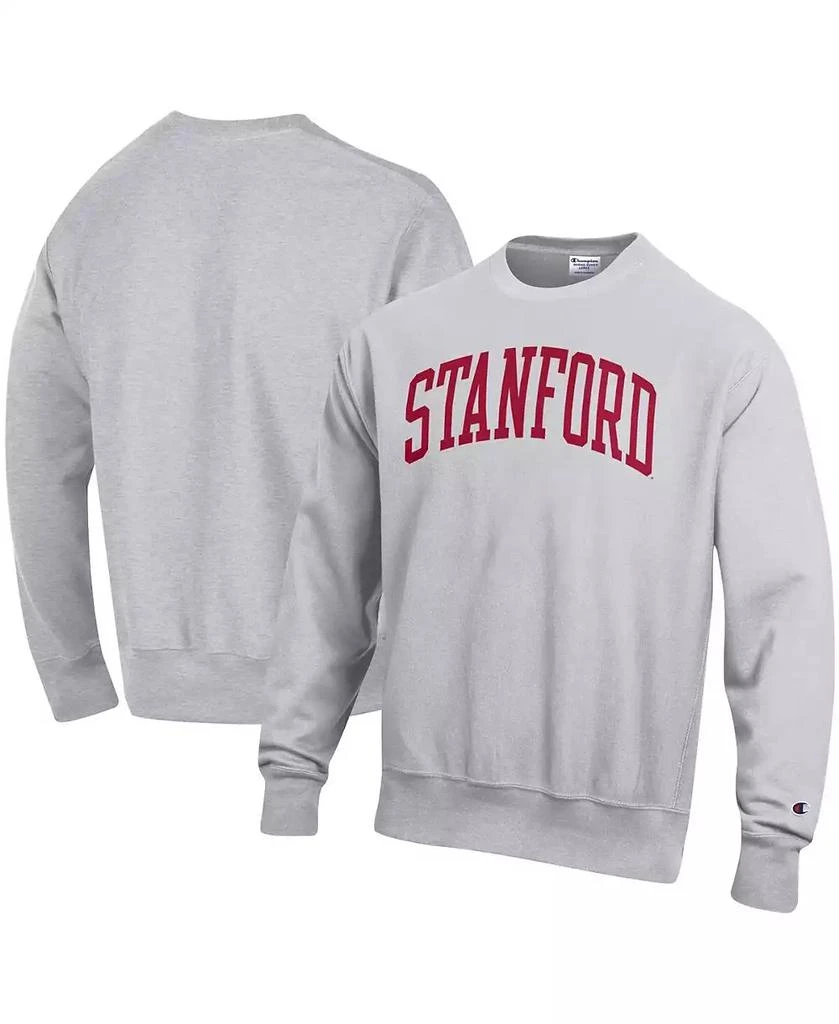 商品CHAMPION|Men's Heathered Gray Stanford Cardinal Arch Reverse Weave Pullover Sweatshirt,价格¥419,第1张图片