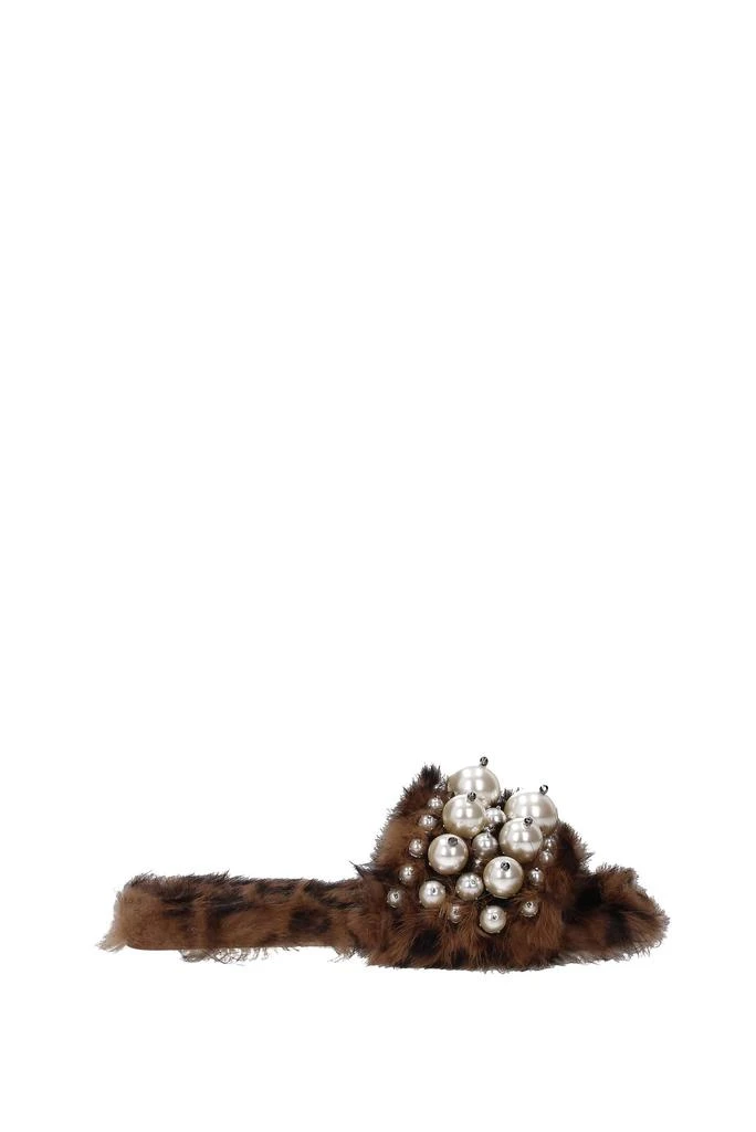 商品Miu Miu|Slippers and clogs Fur Brown,价格¥2969,第1张图片