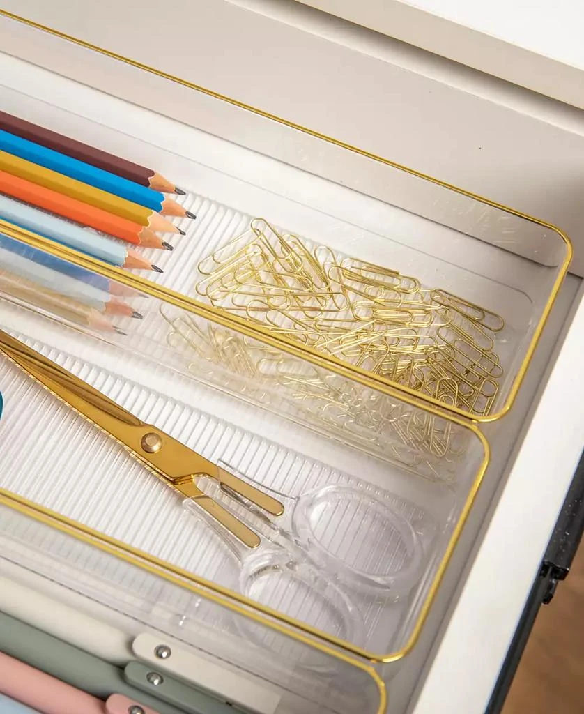 商品Martha Stewart|Kerry 8 Piece Plastic Stackable Office Desk Drawer Organizers, 9" x 3",价格¥210,第4张图片详细描述