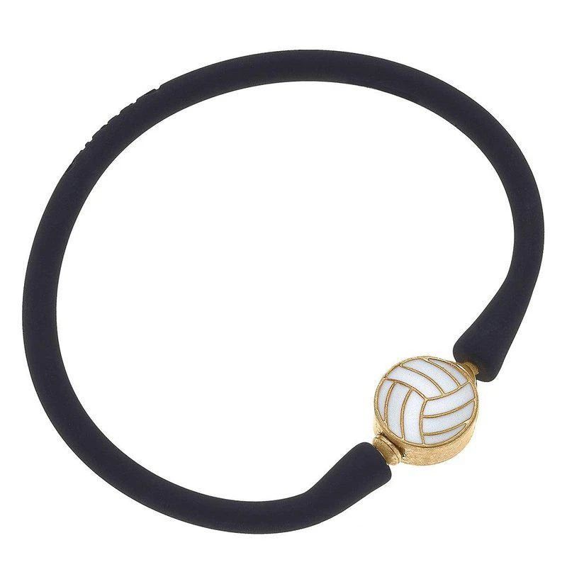 商品Canvas Style|Enamel Volleyball Silicone Bali Bracelet In Black,价格¥214,第1张图片