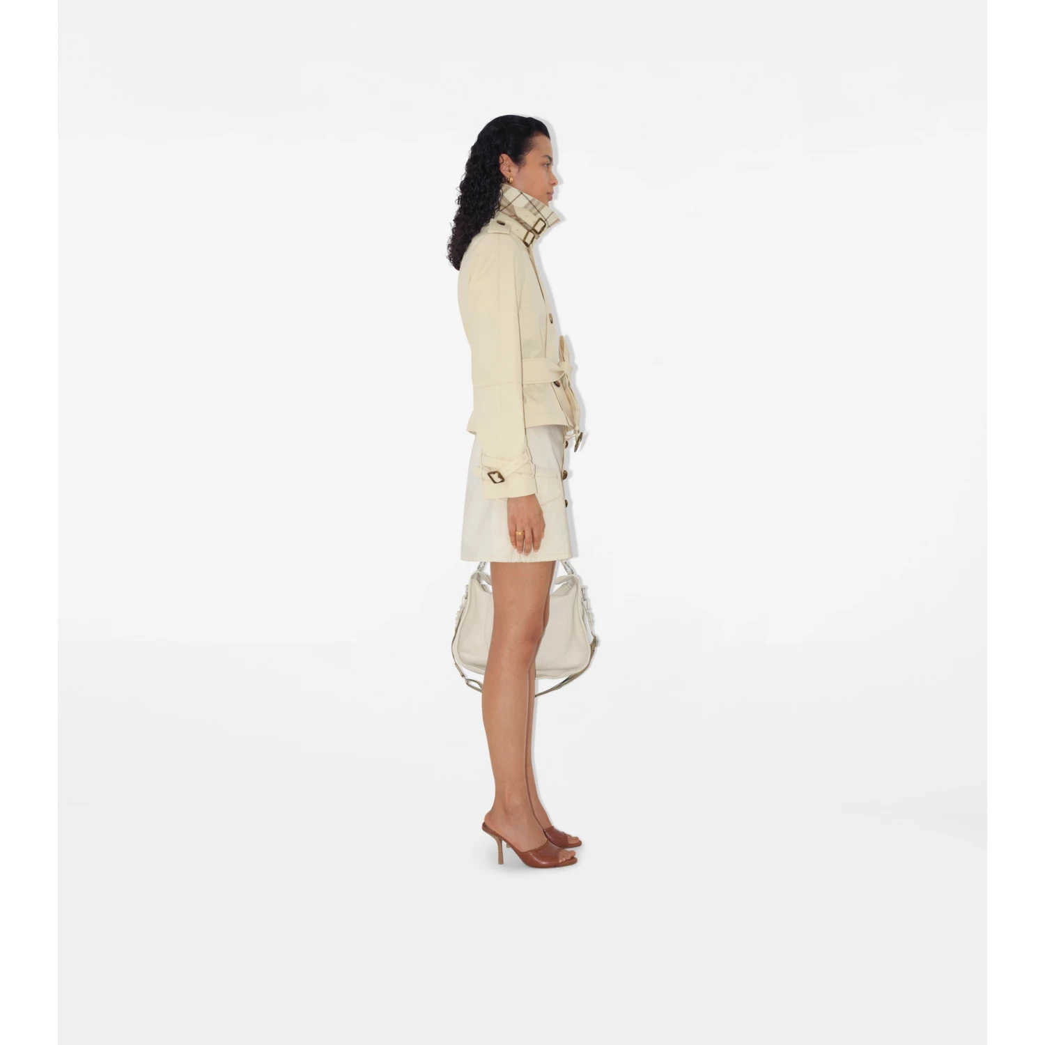 【预售】 巴宝莉 25春夏 女士 夹克 短款棉质混纺 Trench 外套 81063641  商品
